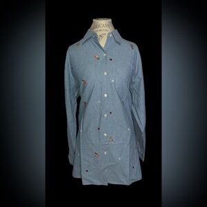 Looney Toons Embroidered Blue Women's Blouse